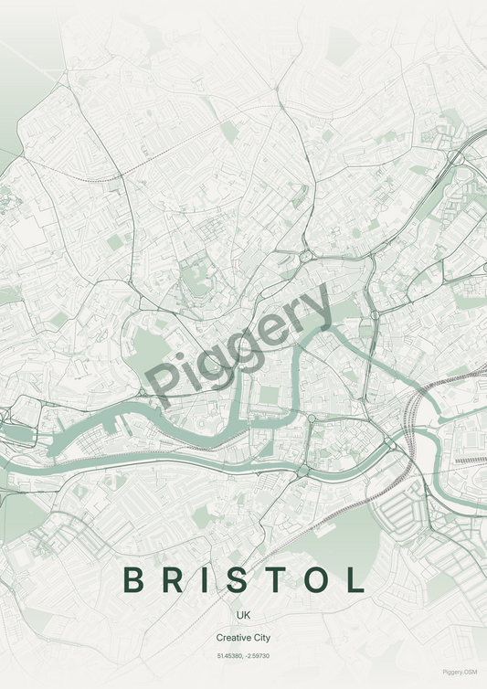 Bristol Forest Moss custom map poster by Piggery Studio