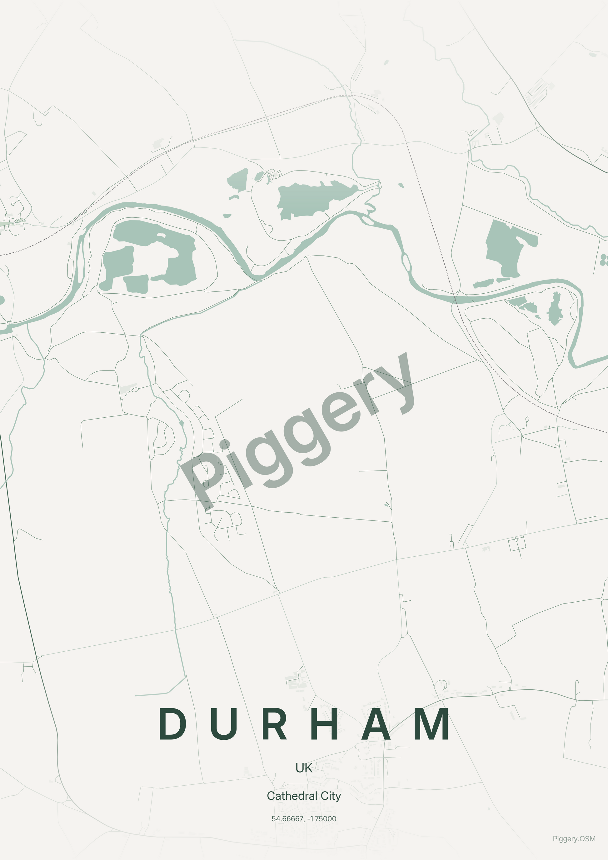 Durham Forest Moss custom map poster by Piggery Studio