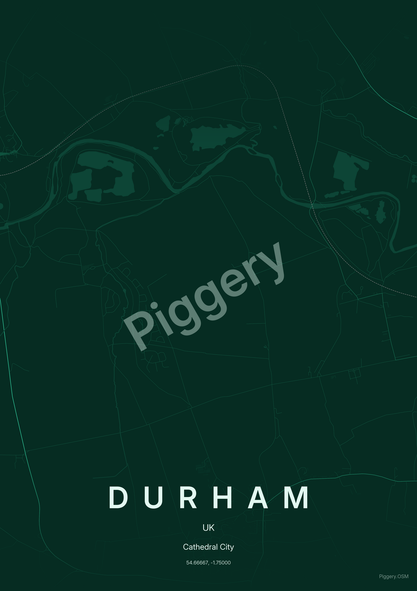 Durham Jade Orbit custom map poster by Piggery Studio
