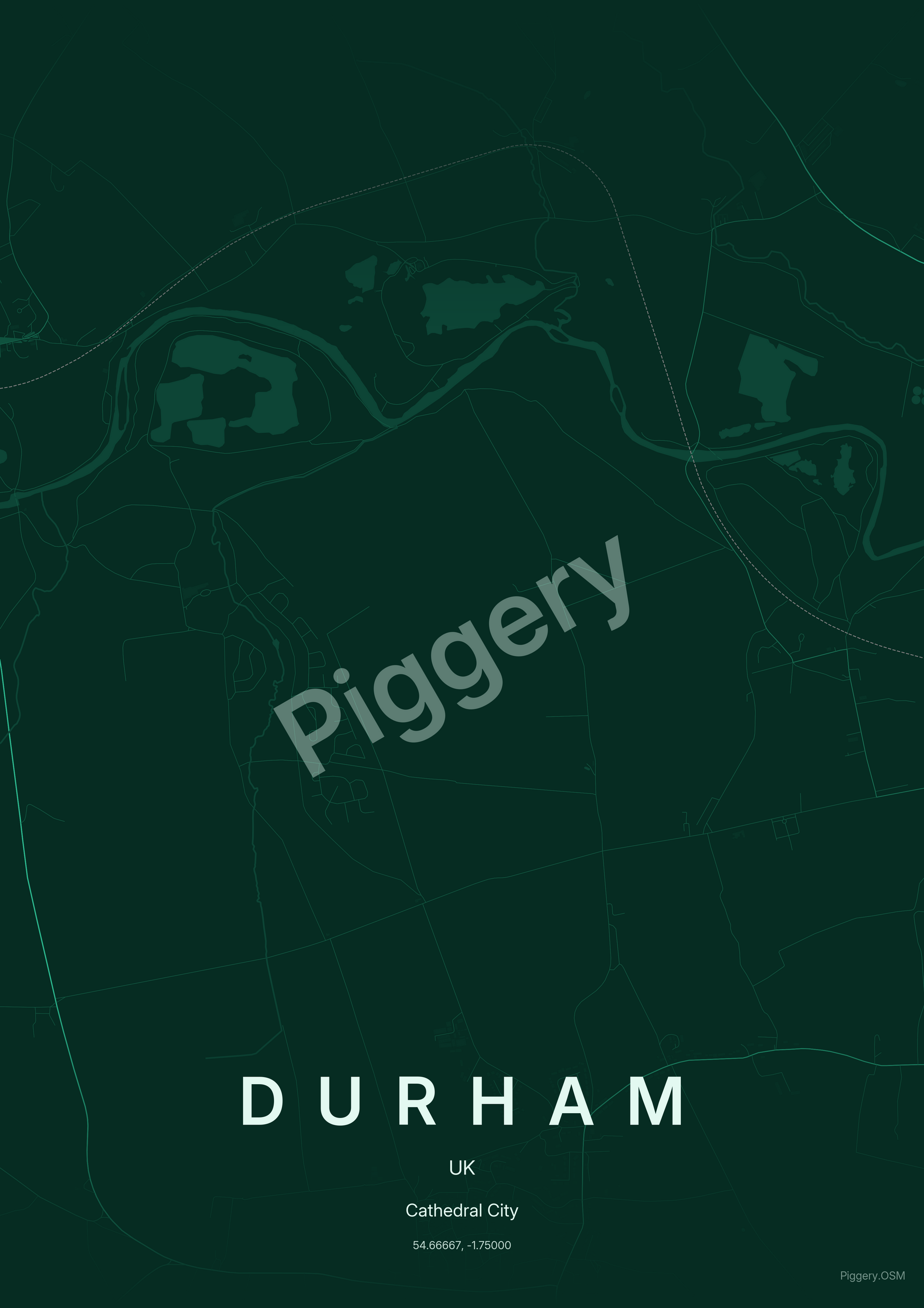 Durham Jade Orbit custom map poster by Piggery Studio
