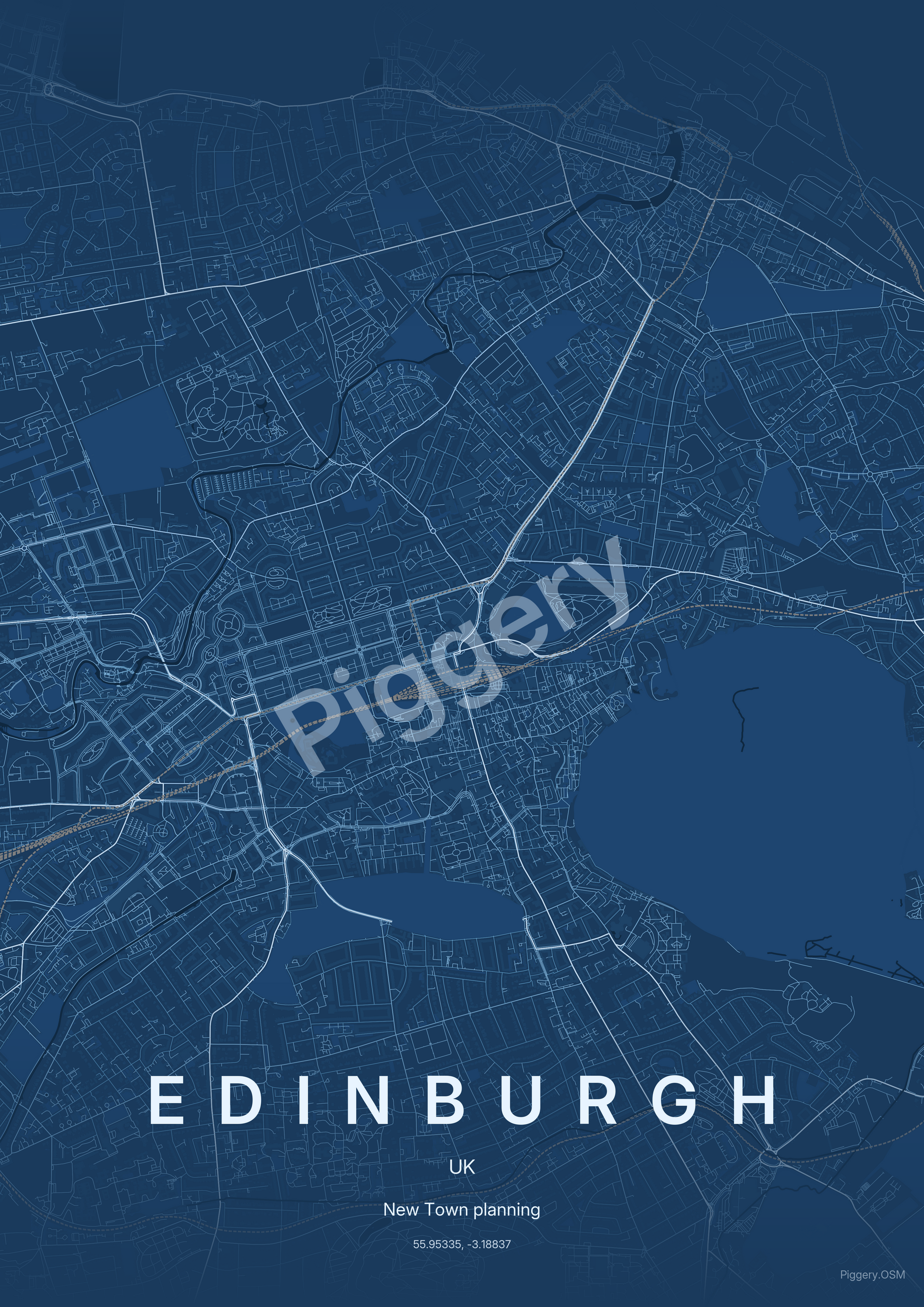Edinburgh Architect Draft custom map poster by Piggery Studio