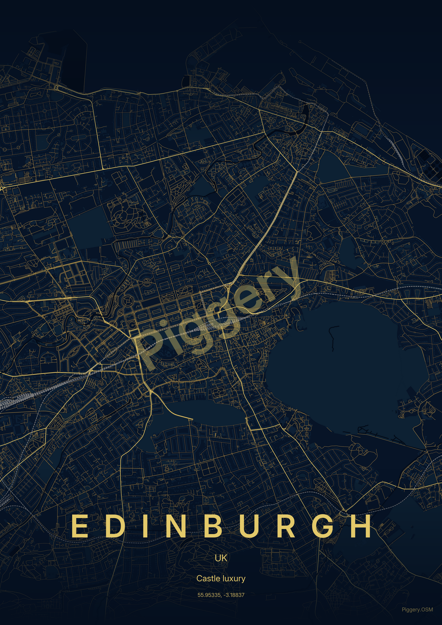 Edinburgh Starlit Depth custom map poster by Piggery Studio
