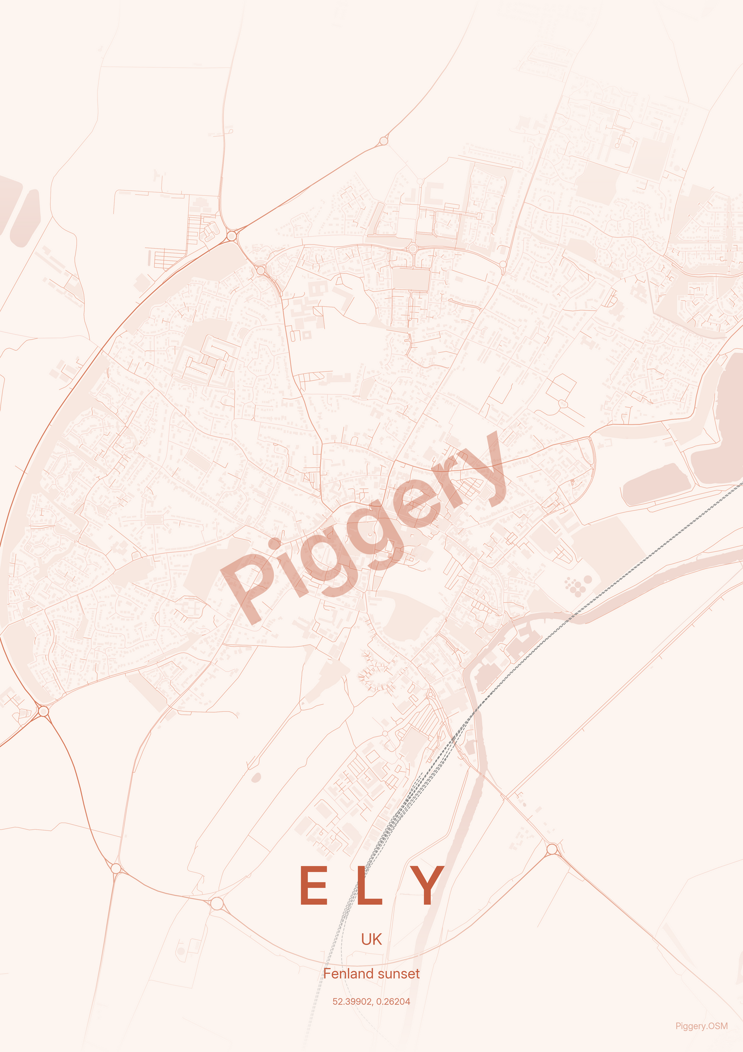 Ely Dusk Ember custom map poster by Piggery Studio