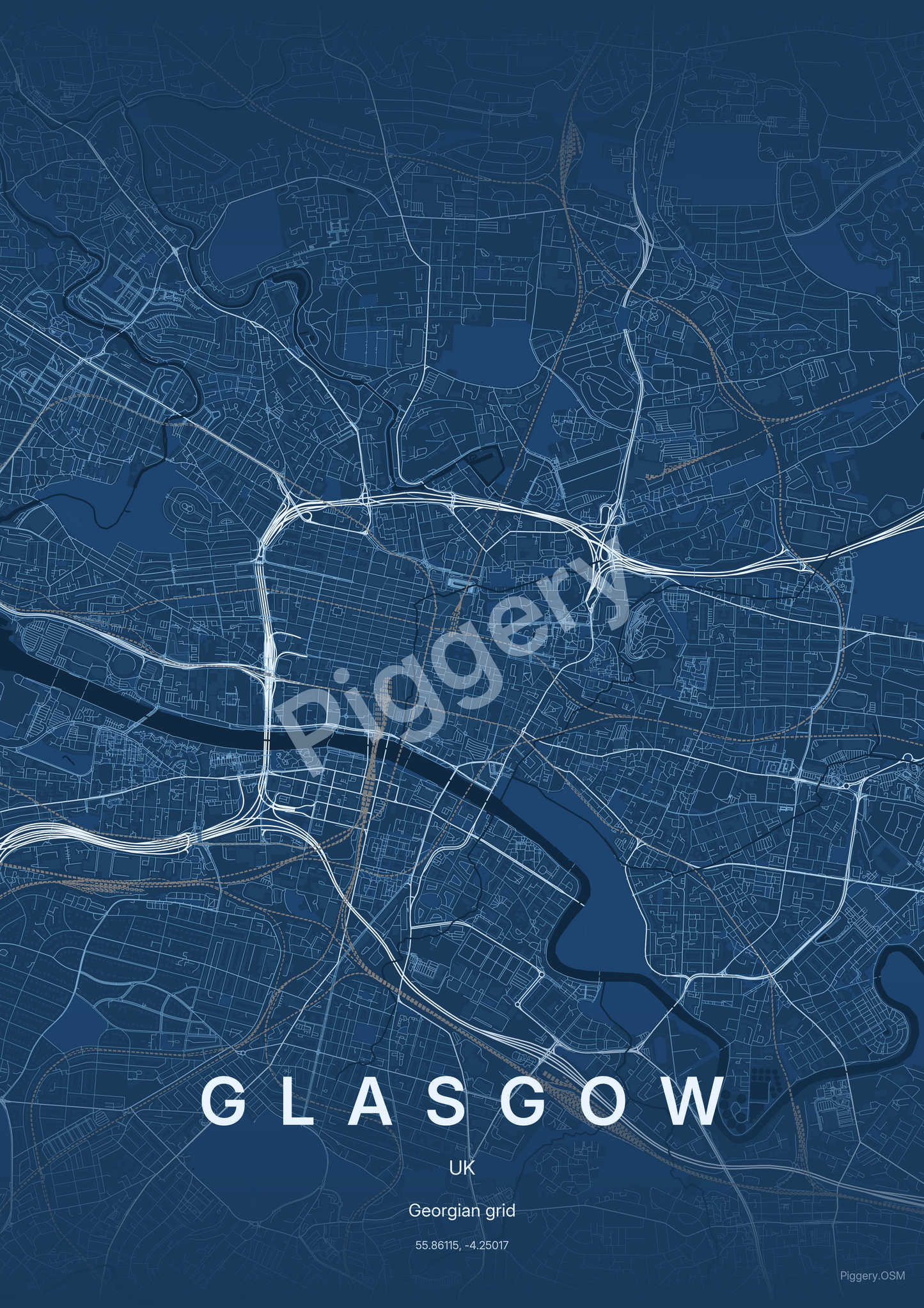 Glasgow Architect Draft custom map poster by Piggery Studio