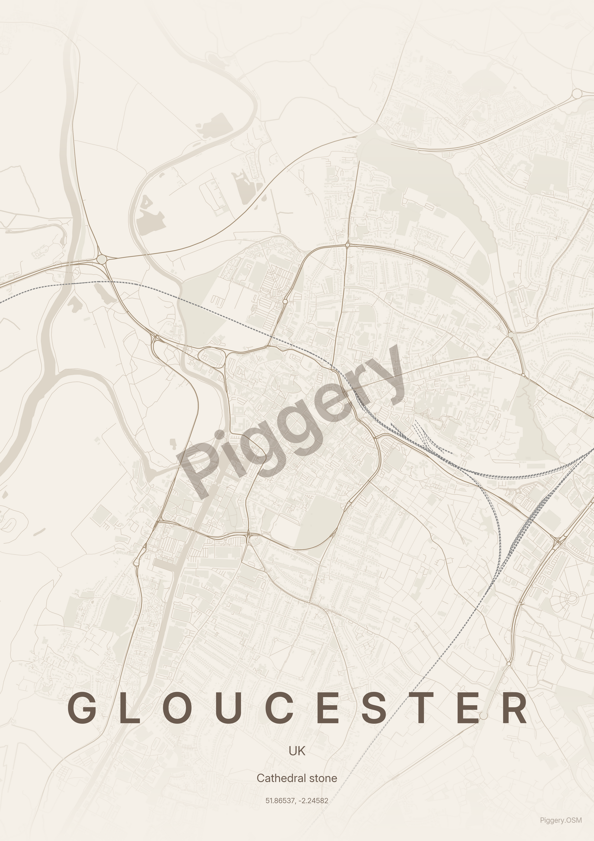 Gloucester Sandstone Calm custom map poster by Piggery Studio