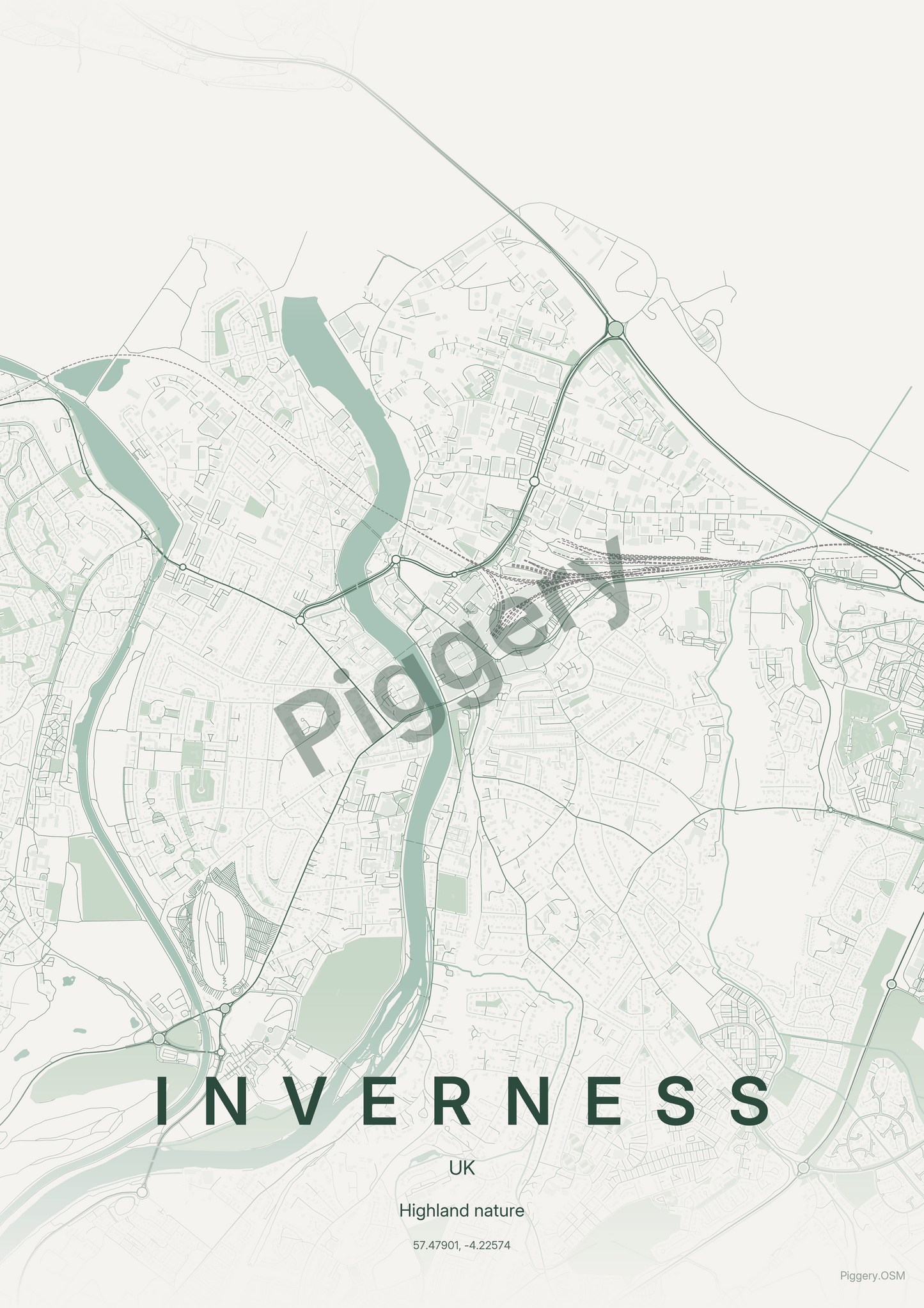 Inverness Forest Moss custom map poster by Piggery Studio
