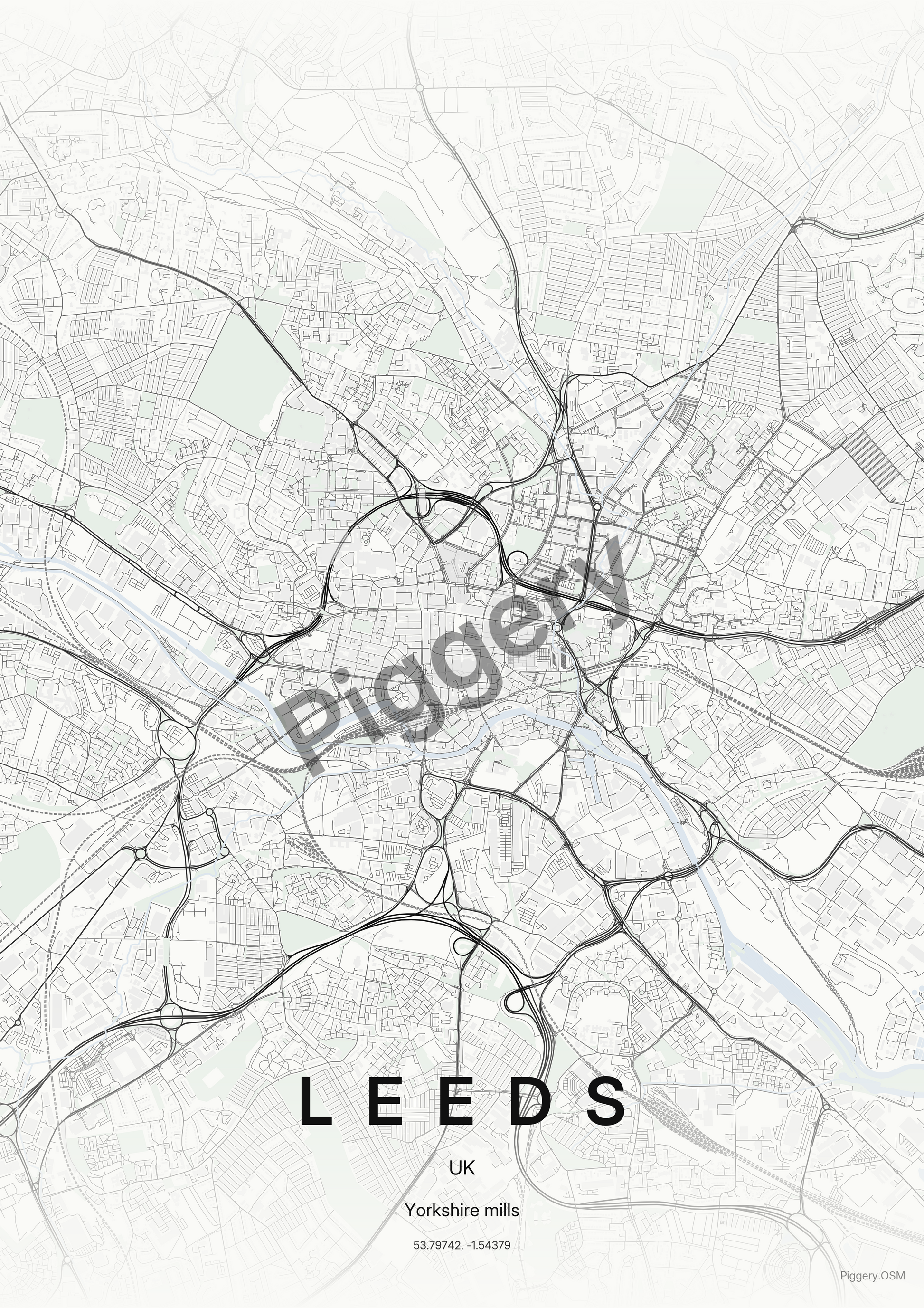Leeds Gallery Ink custom map poster by Piggery Studio