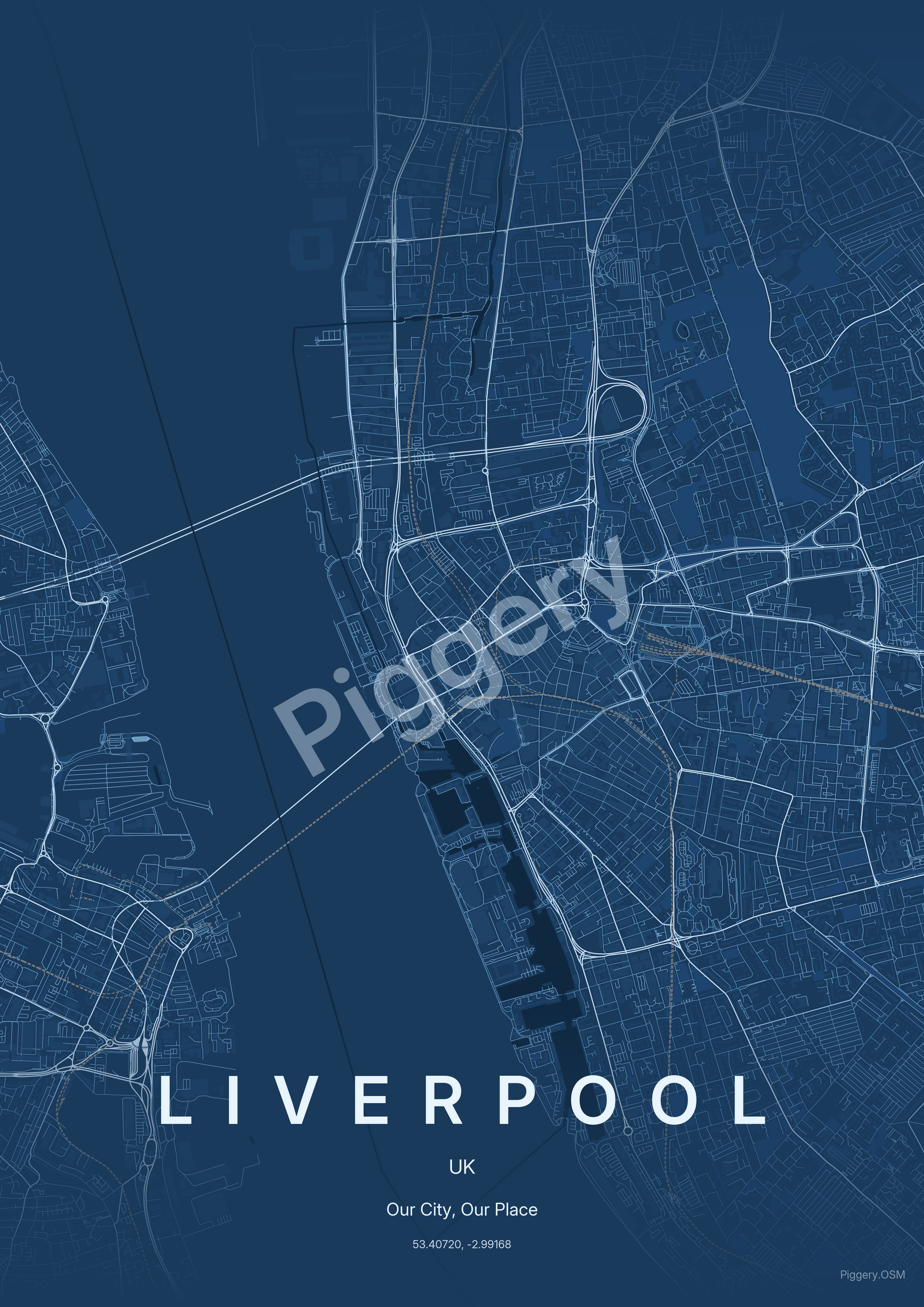 Liverpool Architect Draft custom map poster by Piggery Studio