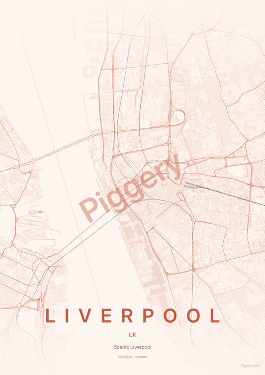 Liverpool Dusk Ember custom map poster by Piggery Studio