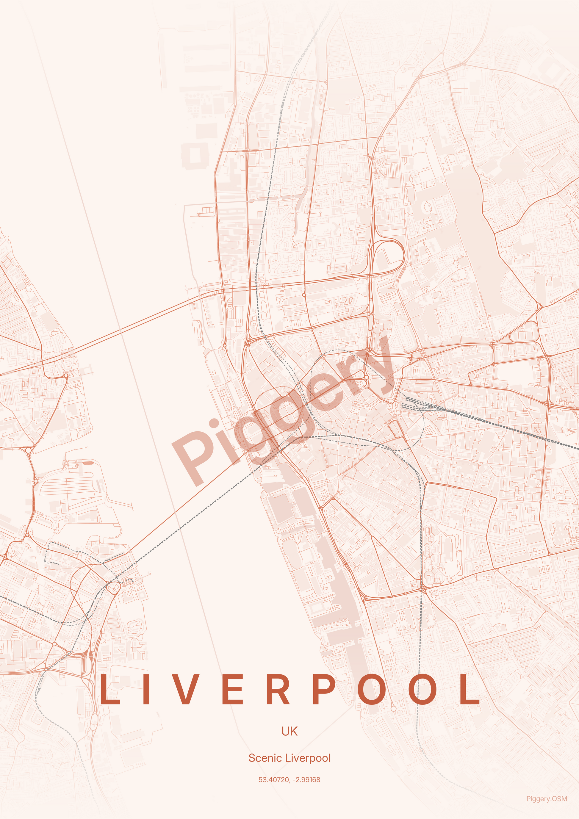 Liverpool Dusk Ember custom map poster by Piggery Studio