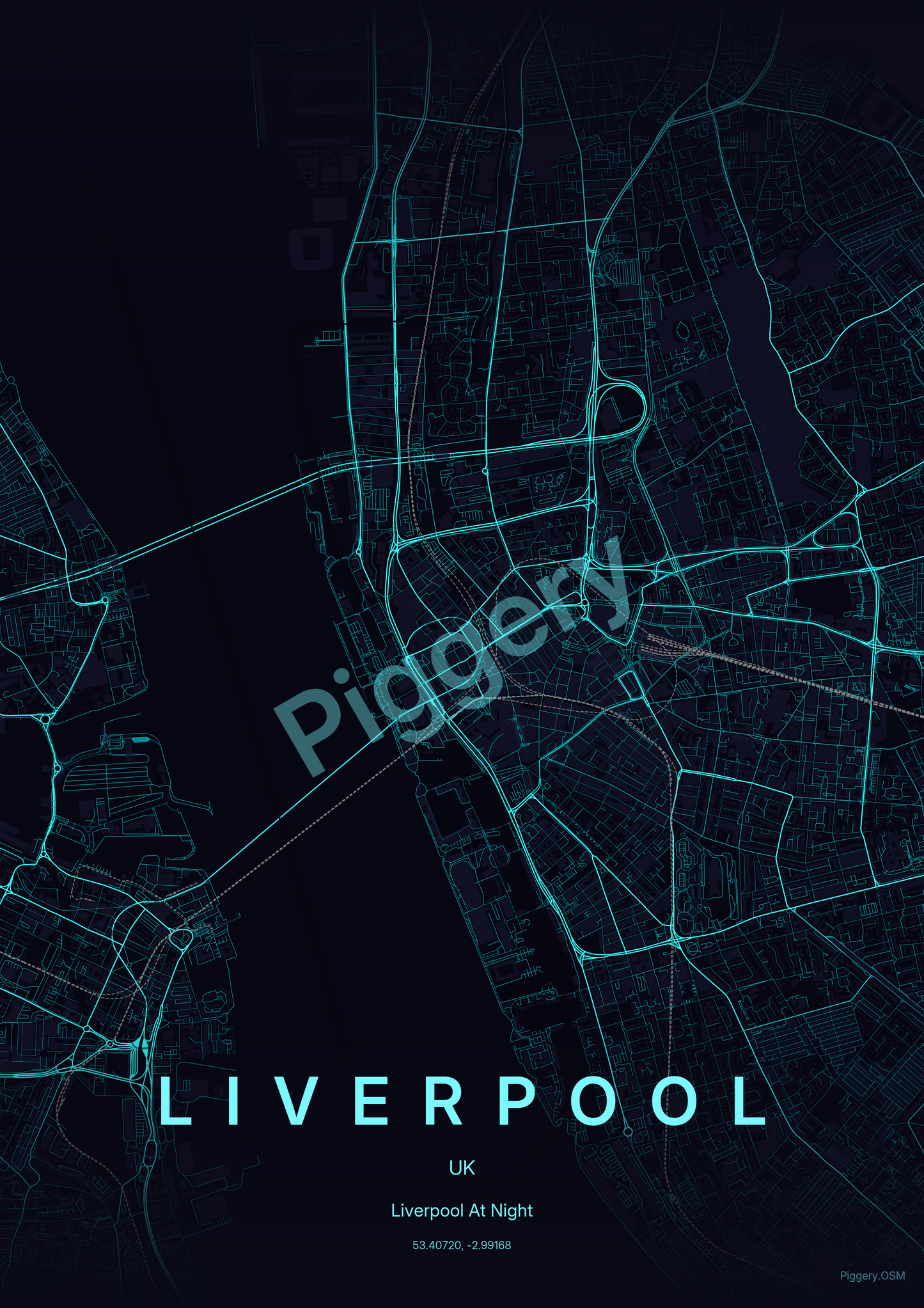 Liverpool Electric Horizon custom map poster by Piggery Studio