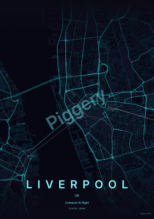 Liverpool Electric Horizon custom map poster by Piggery Studio