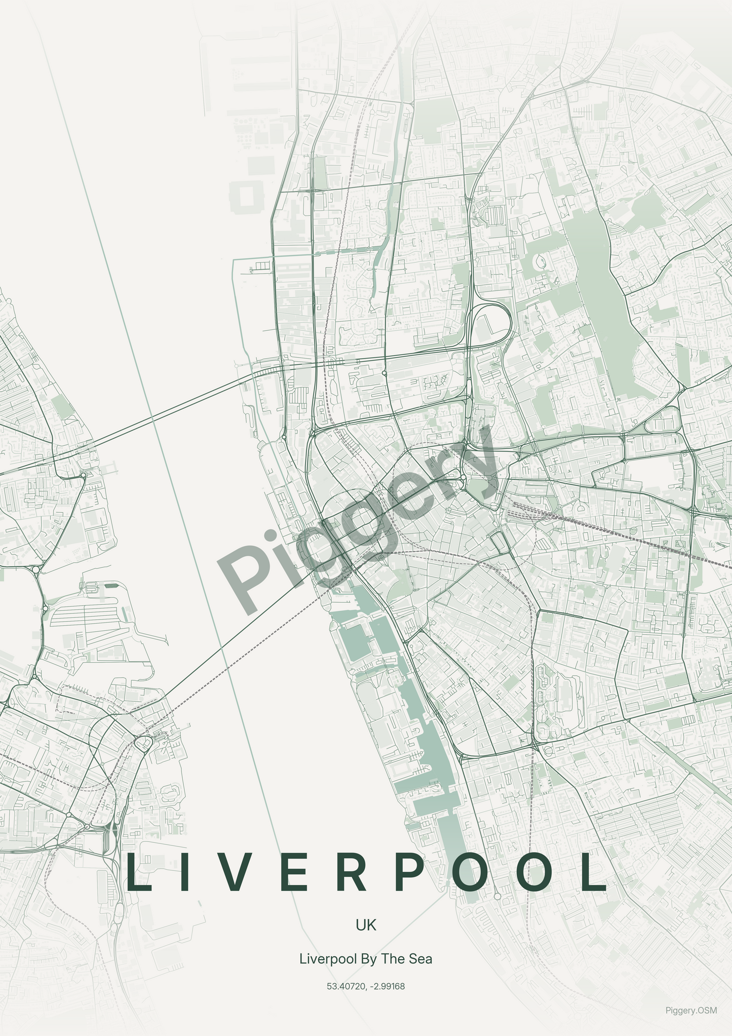 Liverpool Forest Moss custom map poster by Piggery Studio