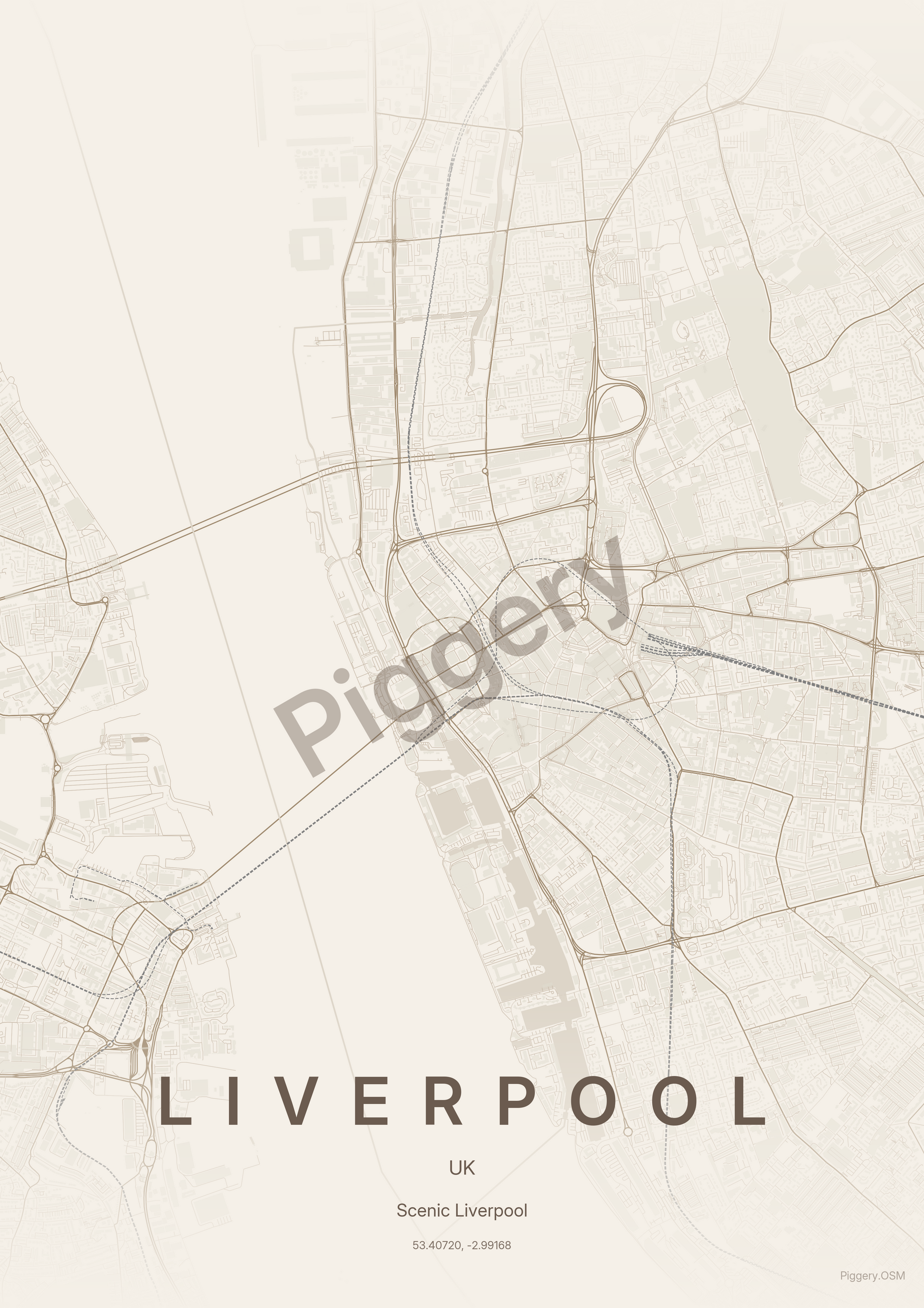 Liverpool Sandstone Calm custom map poster by Piggery Studio