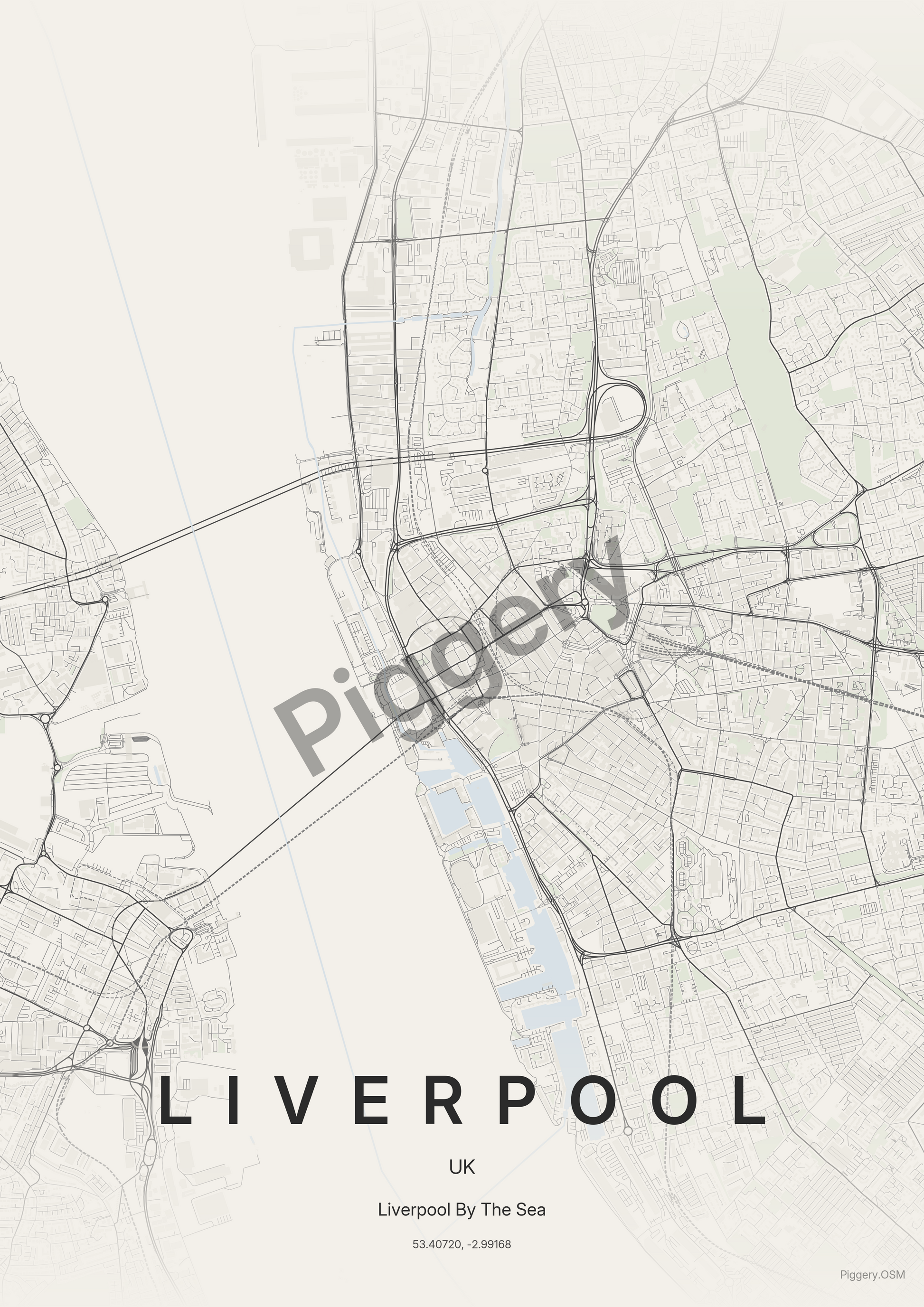 Liverpool Soft Neutral custom map poster by Piggery Studio