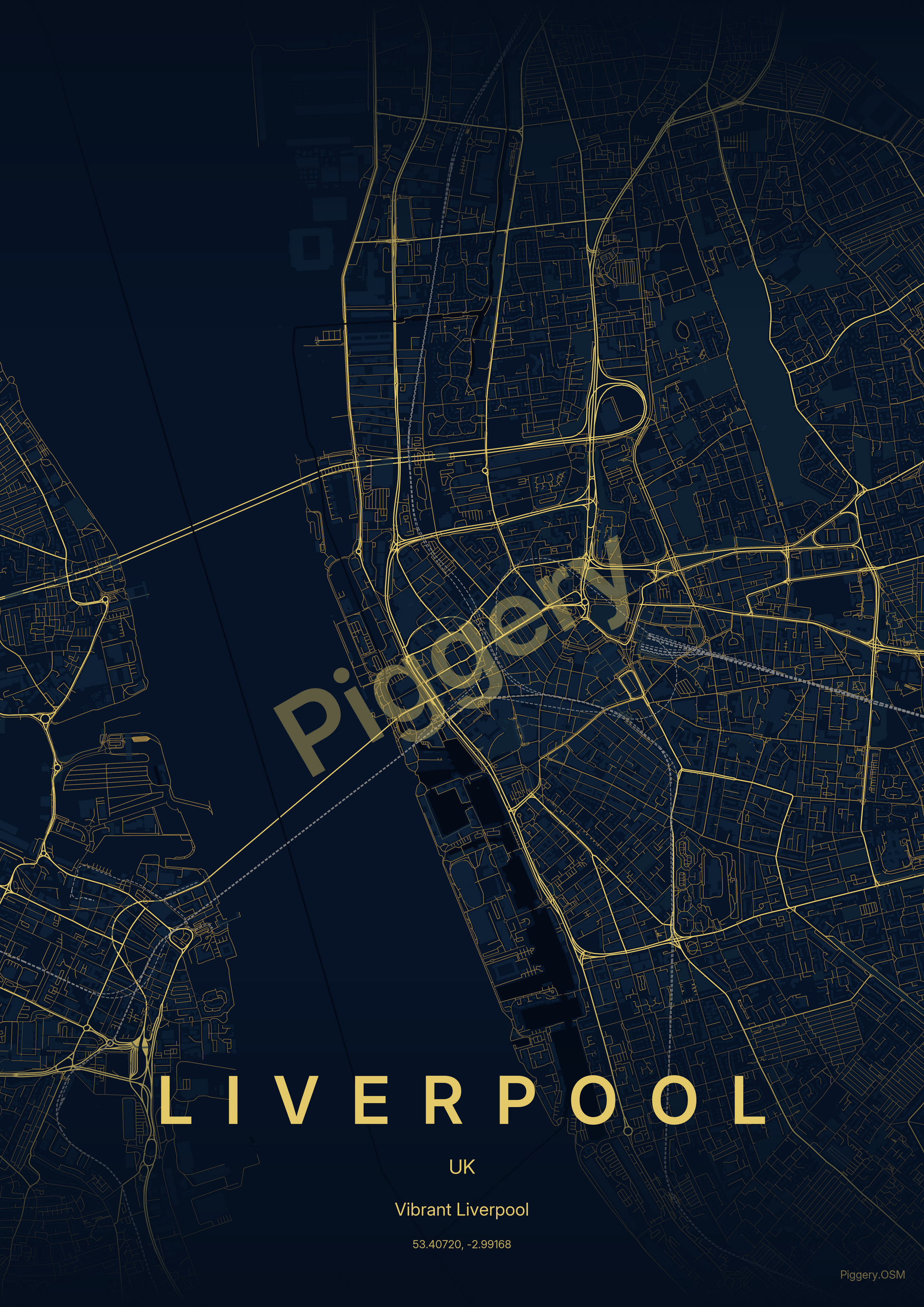 Liverpool Starlit Depth custom map poster by Piggery Studio