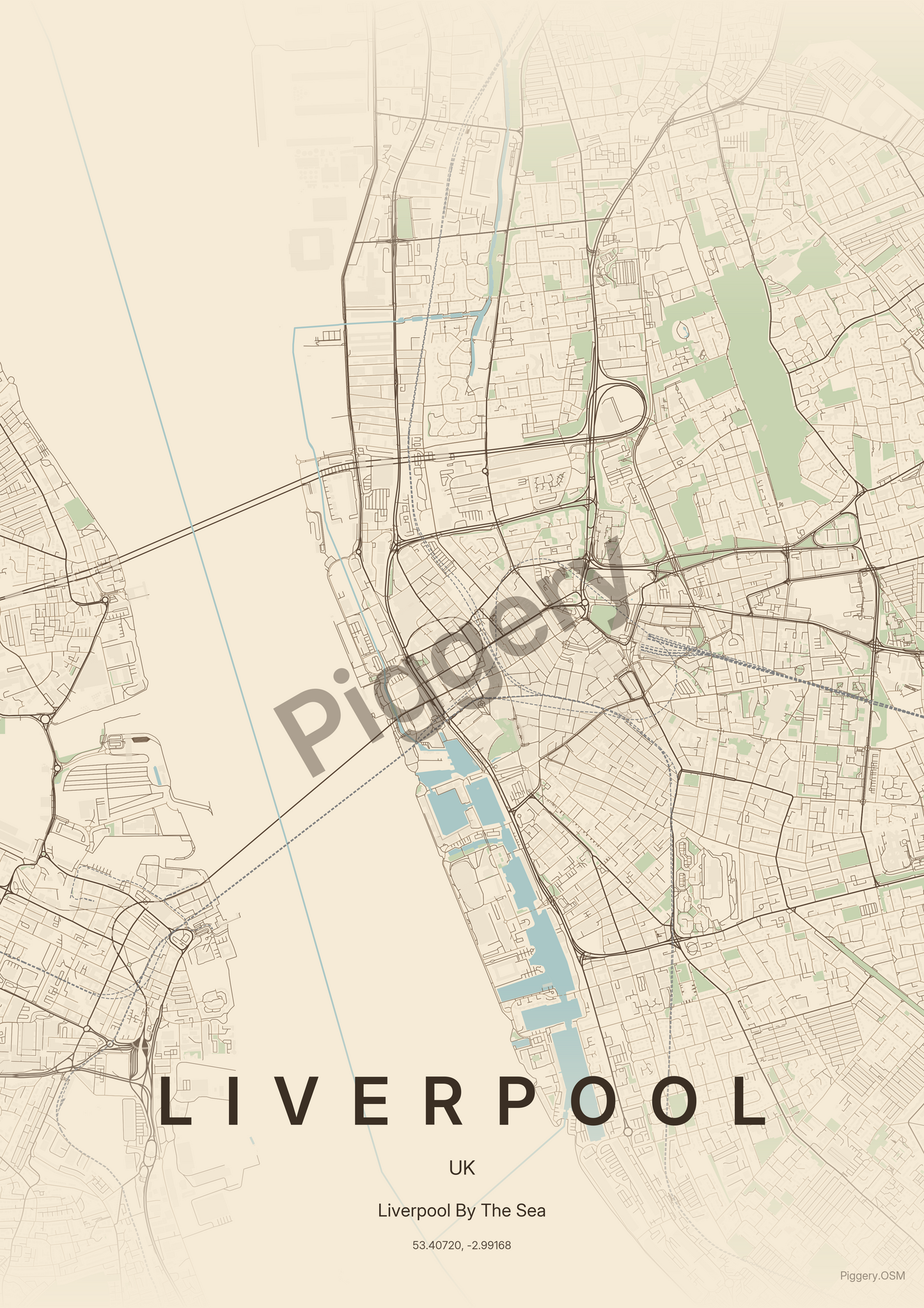 Liverpool Vintage Atlas custom map poster by Piggery Studio