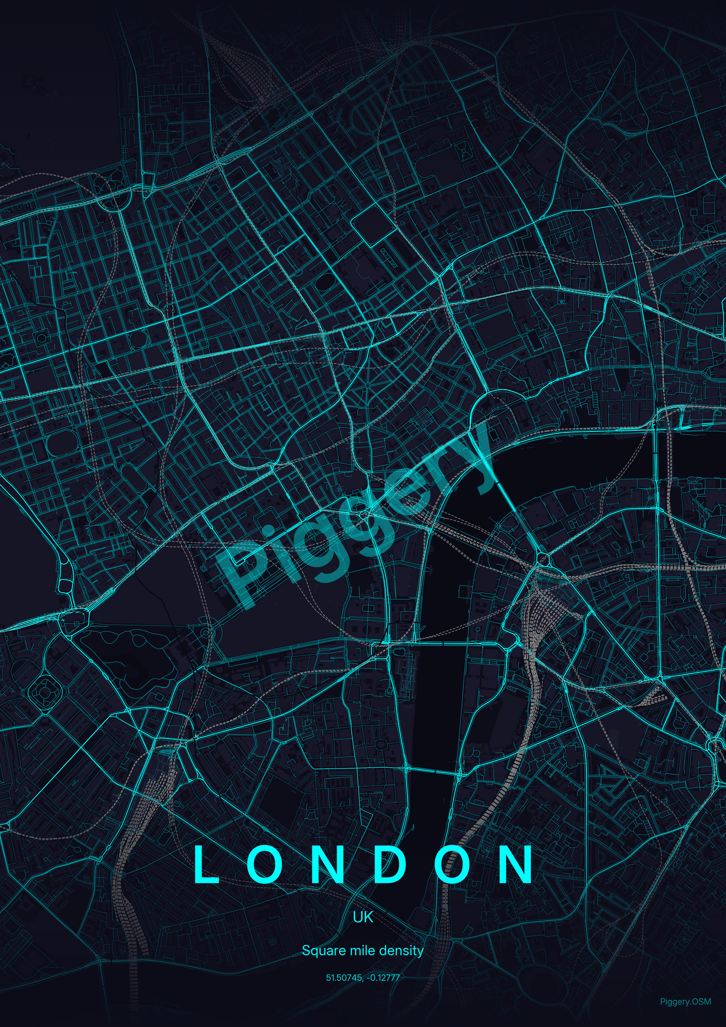 London Neon Circuit custom map poster by Piggery Studio