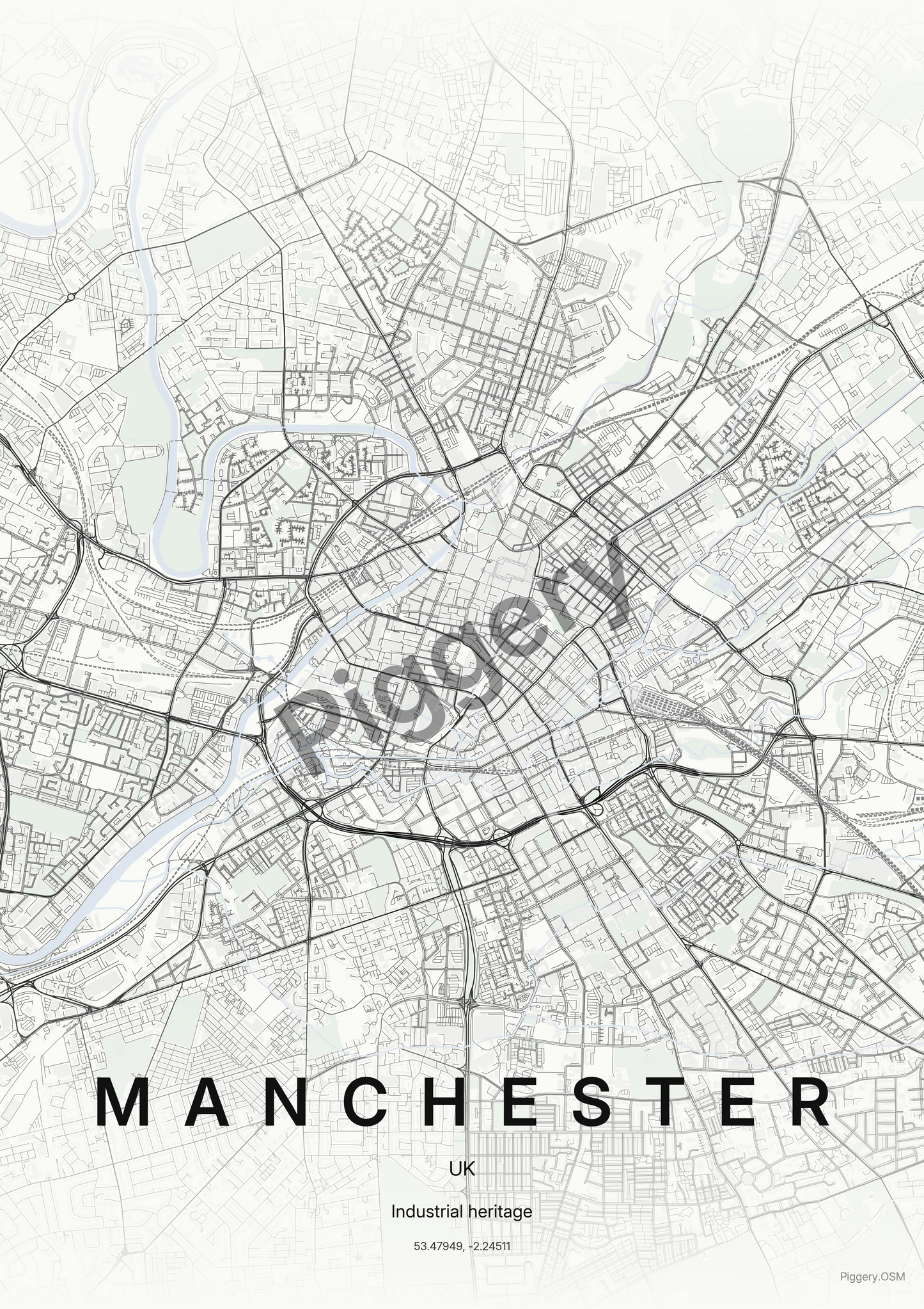 Manchester Gallery Ink custom map poster by Piggery Studio