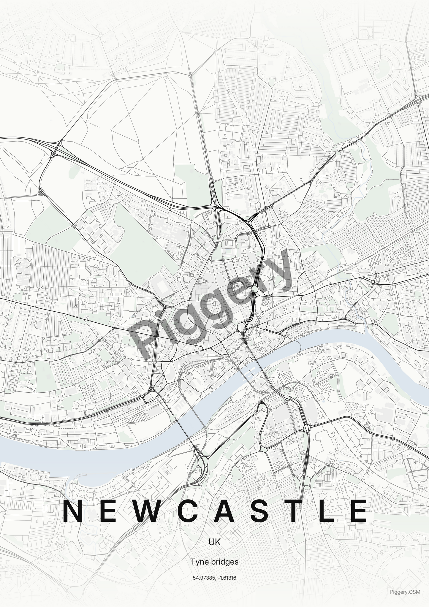 Newcastle Gallery Ink custom map poster by Piggery Studio