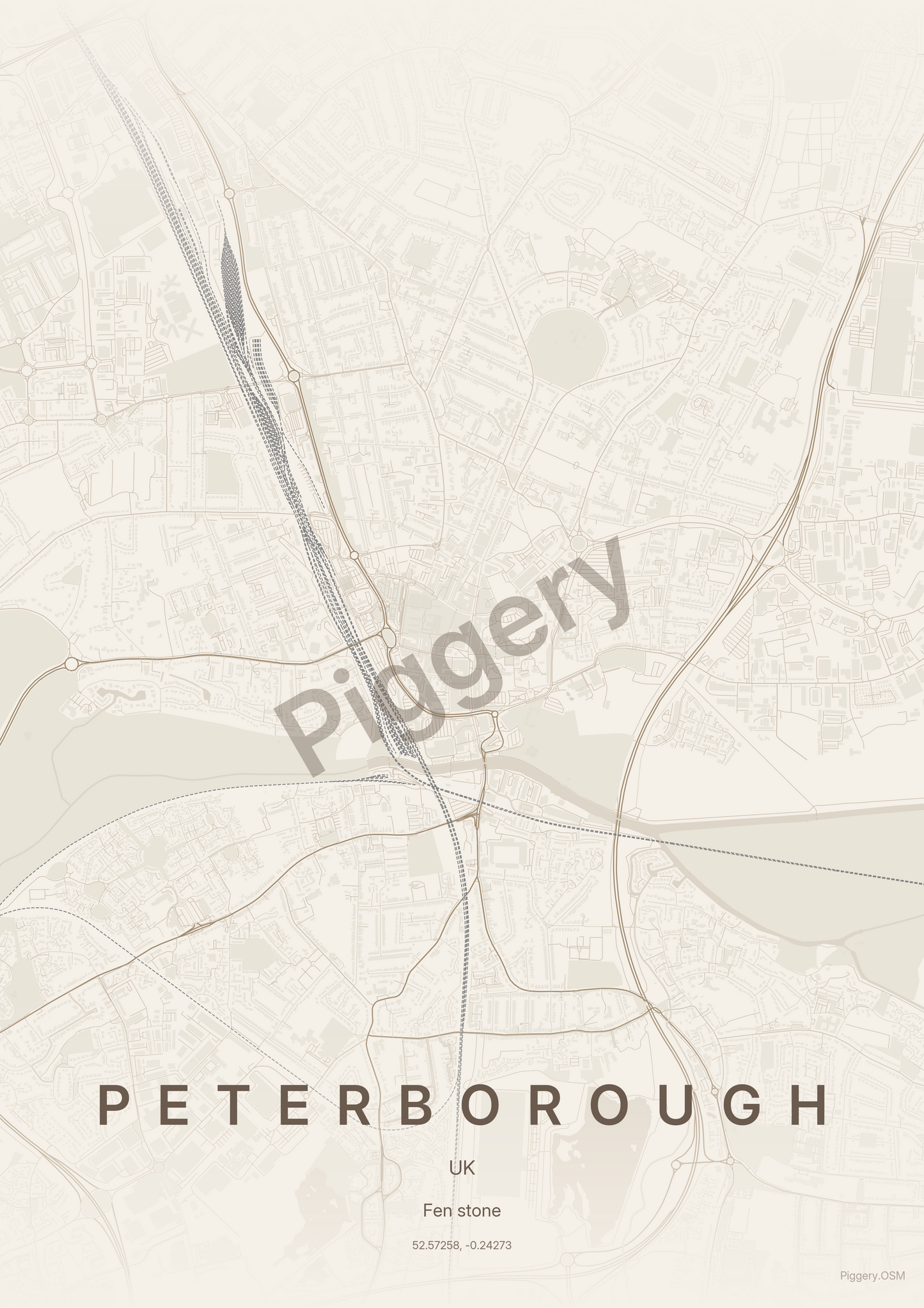 Peterborough Sandstone Calm custom map poster by Piggery Studio