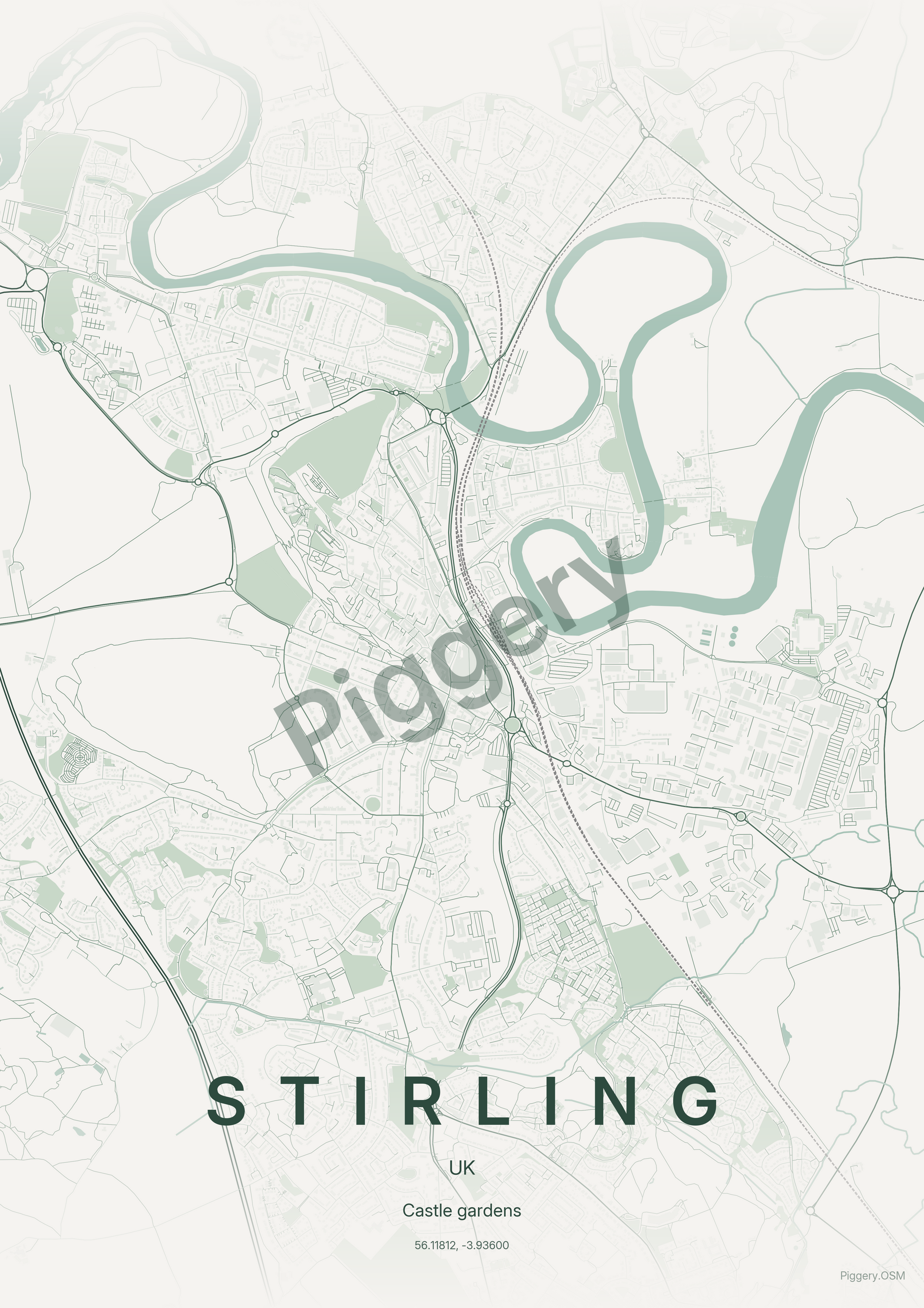 Stirling Forest Moss custom map poster by Piggery Studio