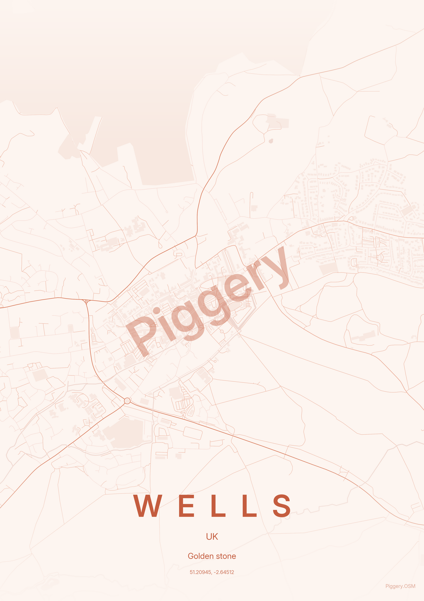 Wells Dusk Ember custom map poster by Piggery Studio